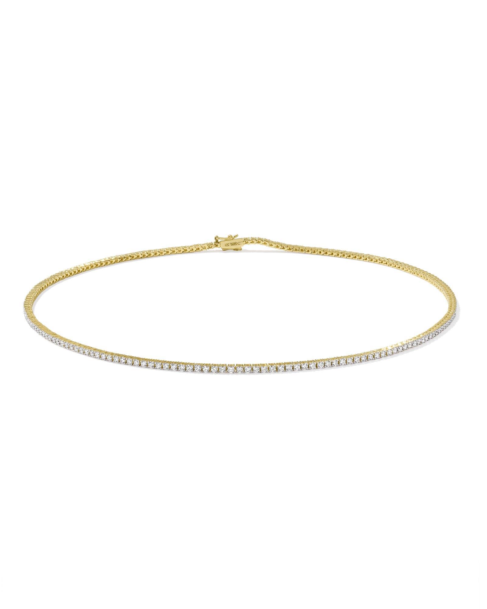 Lab Grown White Diamond Tennis Necklace in 14k Yellow Gold Product Image