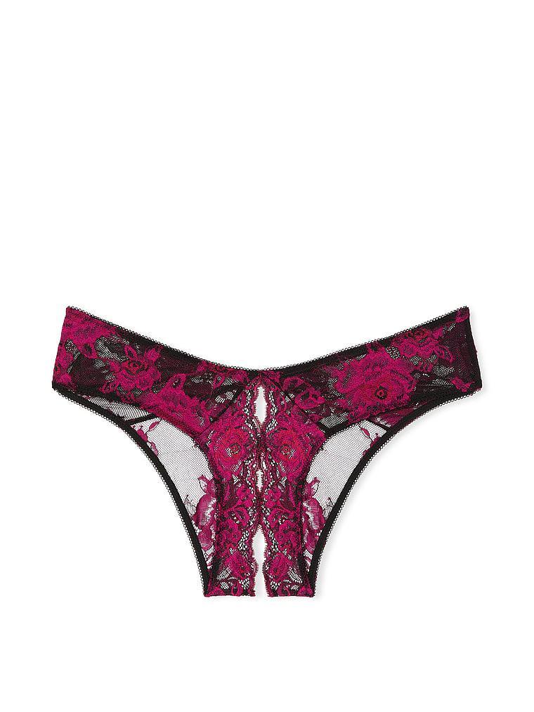 Rose Lace Crotchless Cheeky Panty Product Image