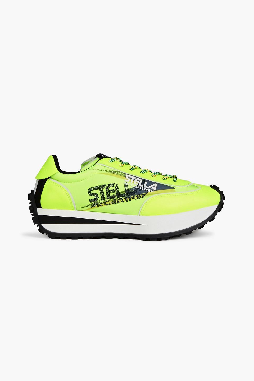 Neon Logo-print Shell Sneakers In Bright Yellow Product Image