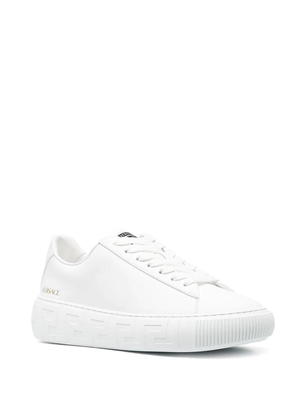 La Greca Sneakers In White Leather In Pink Product Image