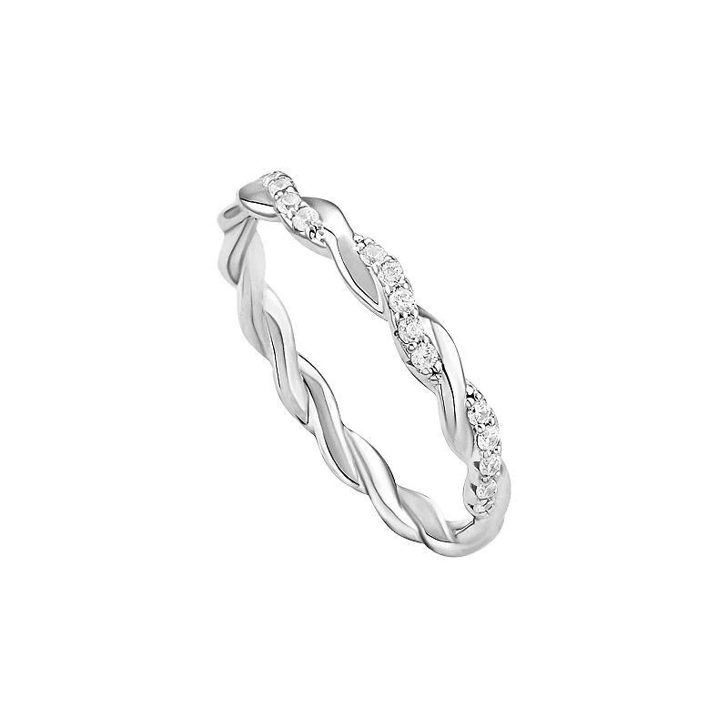 PRIMROSE Sterling Silver Cubic Zirconia Twisted Band Ring, Womens Sterling Silver White Product Image