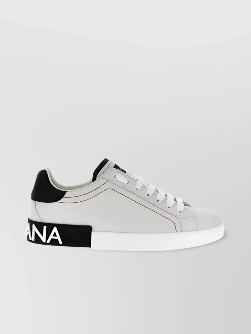 Leather Logo Patch Lace-up Sneakers In Grey Product Image