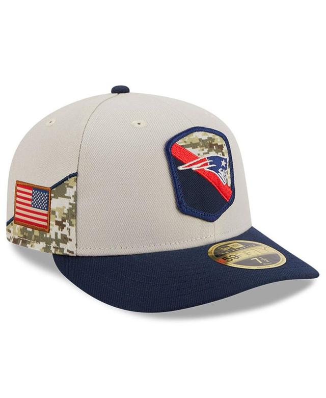 Mens New Era Stone/Navy New England Patriots 2023 Salute To Service Low Profile 59FIFTY Fitted Hat Product Image