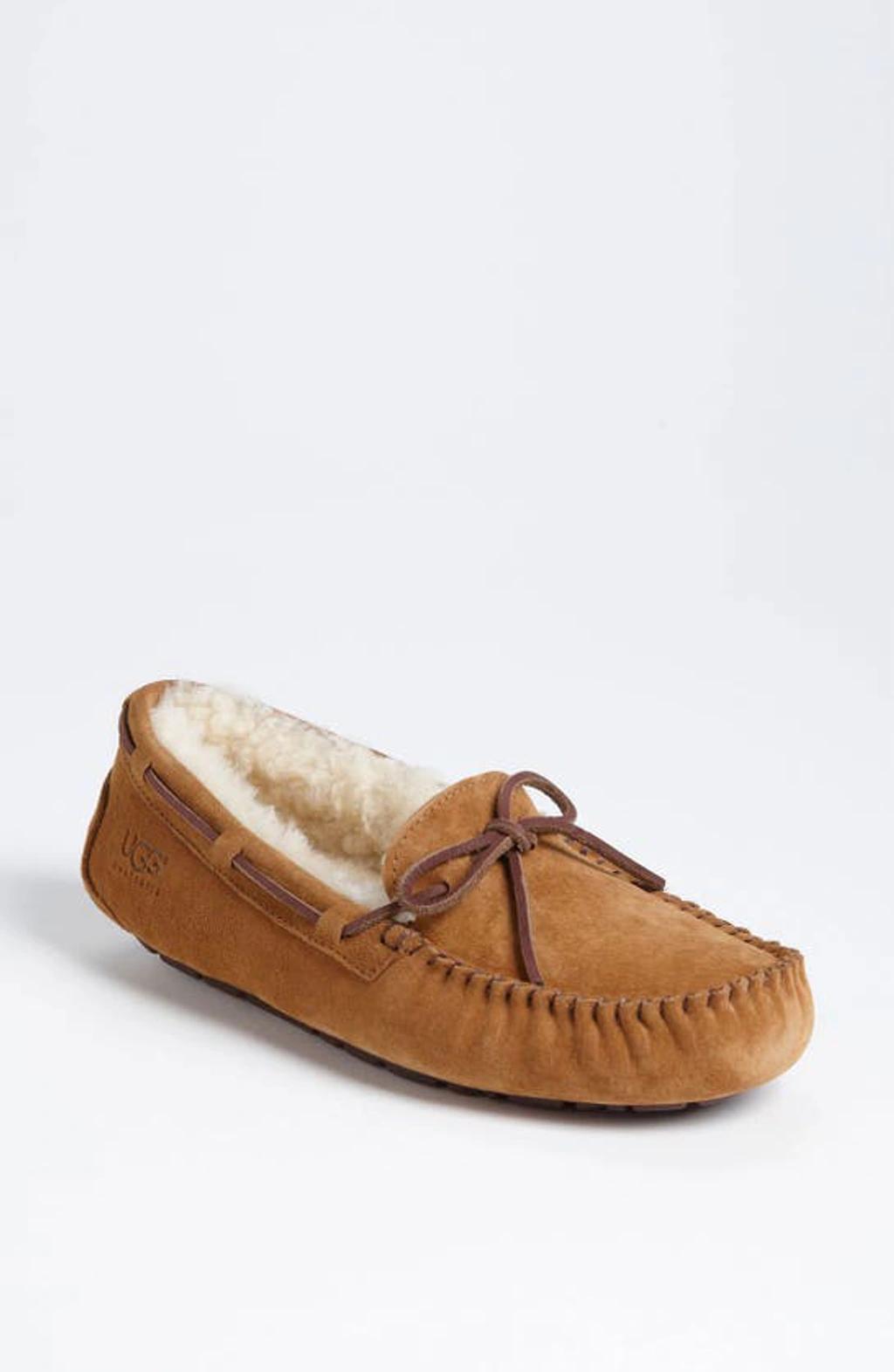 Dakota Faux Shearling-lined Suede Slippers In Chestnut Product Image