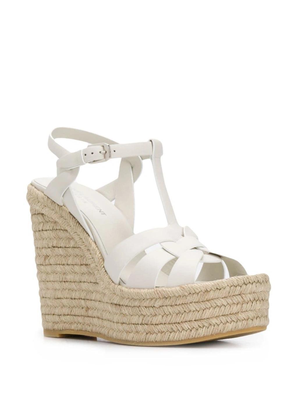 Tribute Matte Leather Platform Espadrille Sandal In Porcellana Product Image