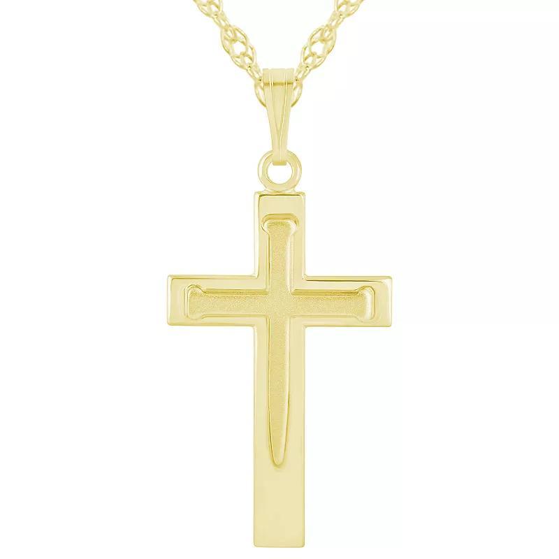 14k Gold Over Silver Cross Pendant Necklace, Womens Gold Tone Product Image