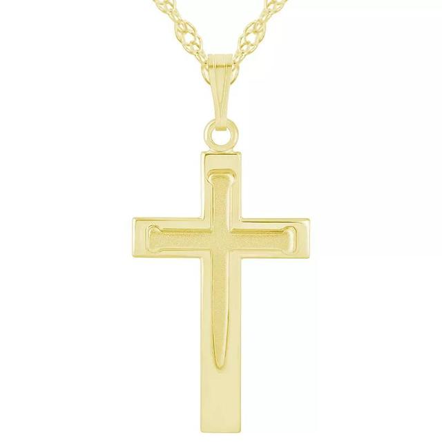 14k Gold Over Silver Cross Pendant Necklace, Womens Gold Tone Product Image