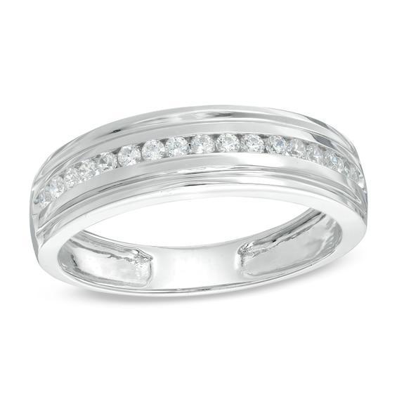 Men's 1/3 CT. T.w. Diamond Wedding Band in 10K White Gold Product Image