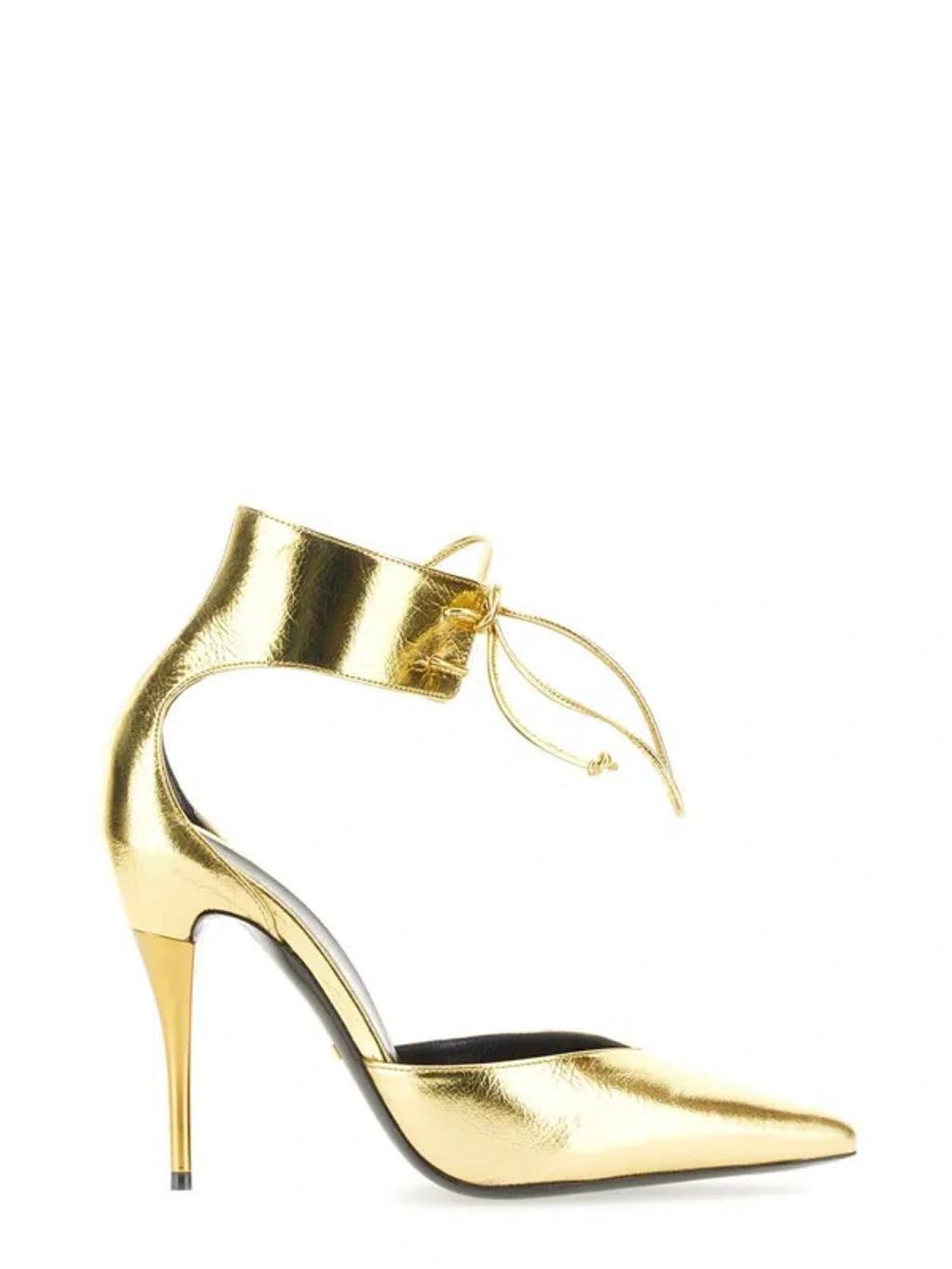 Metallic Effect High Heeled Pumps In Gold Product Image