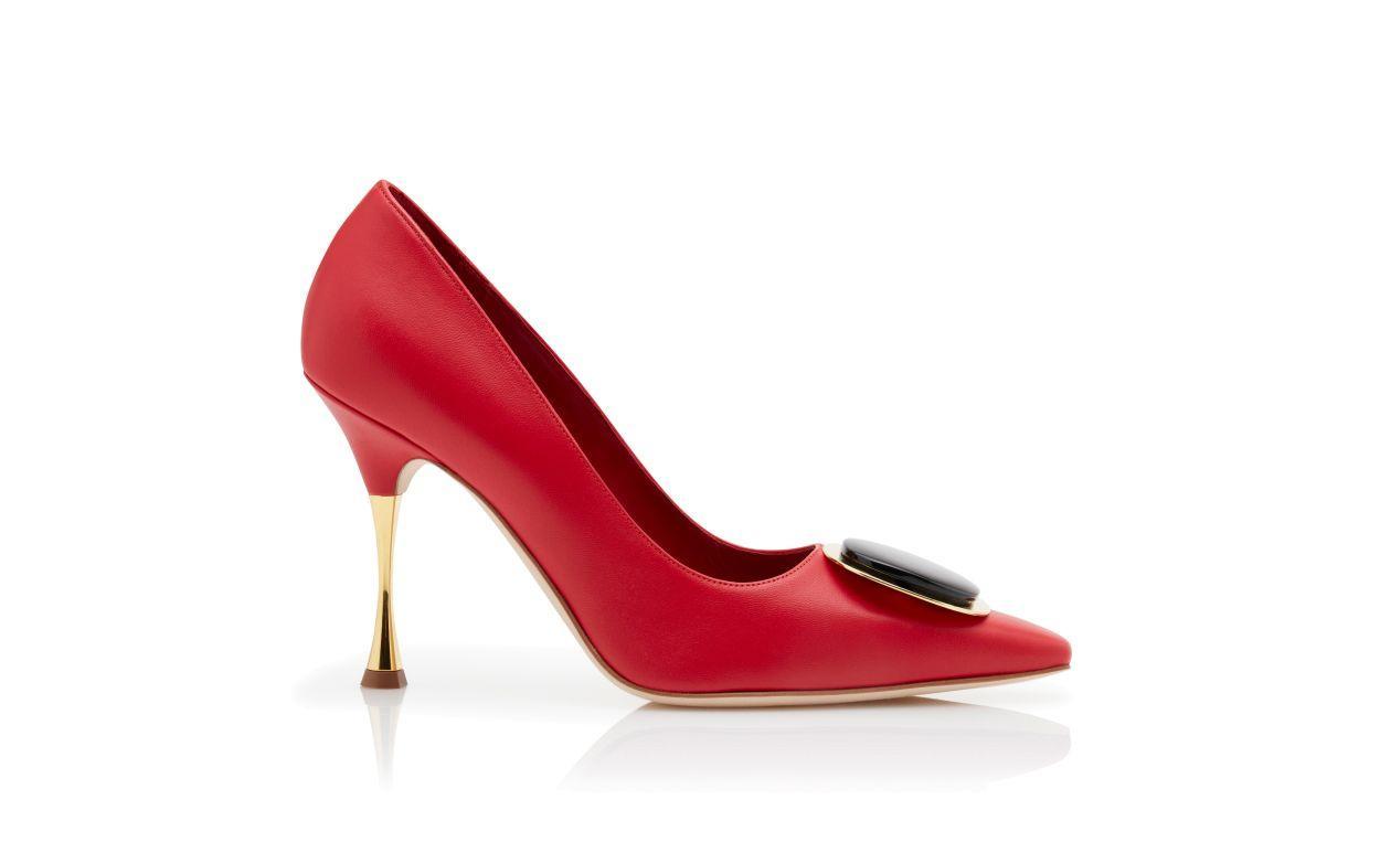 CHIARAN Red Nappa Leather Pointed Toe Pumps Product Image