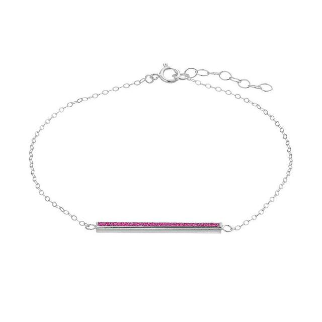 Aleure Precioso Sterling Silver Glitter Bar Chain Anklet, Womens Blue Product Image