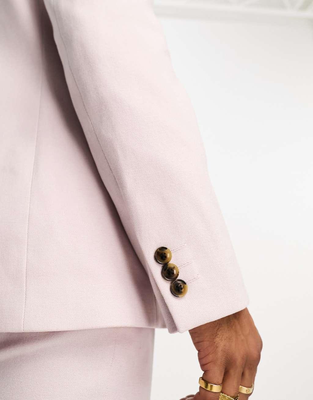 ASOS DESIGN slim oxford suit jacket in dusty pink Product Image