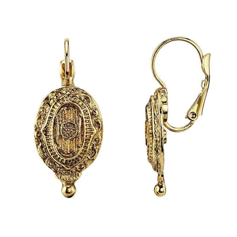 2028 Gold-Tone Oval Drop Earrings Product Image