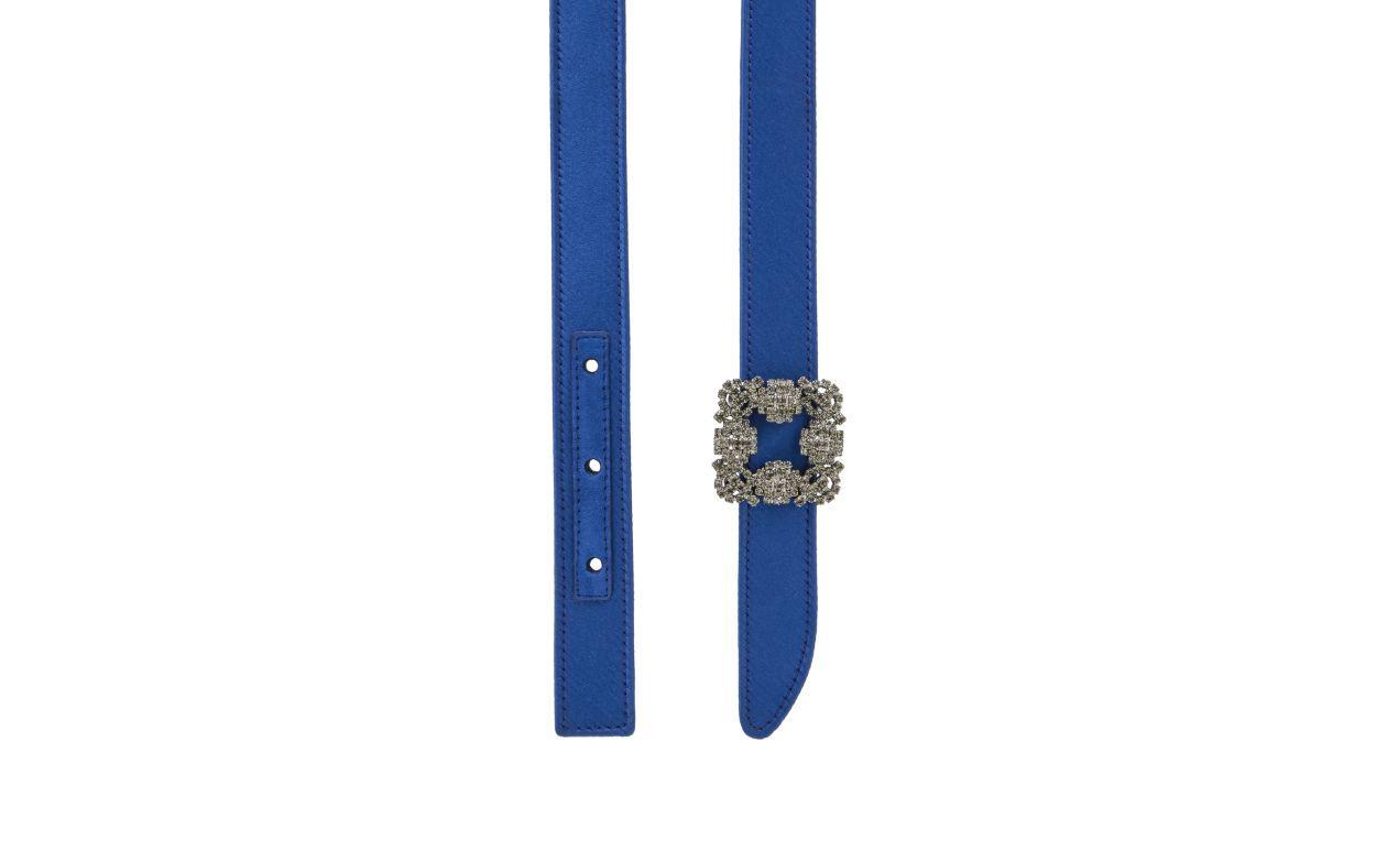 HANGISI BELT MINI Blue Satin Crystal Buckled Belt Product Image