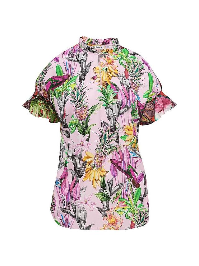 Womens Paige Palm Keyhole Blouse Product Image