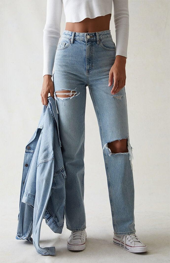 PacSun Womens Eco Light Ripped 90s Boyfriend Jeans Product Image