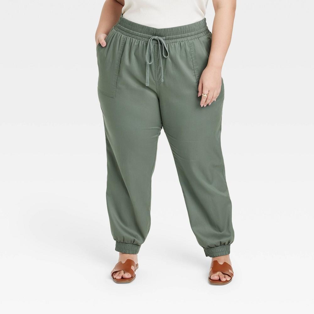 Womens High-Rise Modern Ankle Jogger Pants - A New Day Teal 1X Product Image