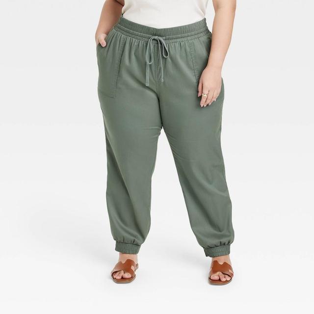 Womens High-Rise Modern Ankle Jogger Pants - A New Day Teal XXL Product Image