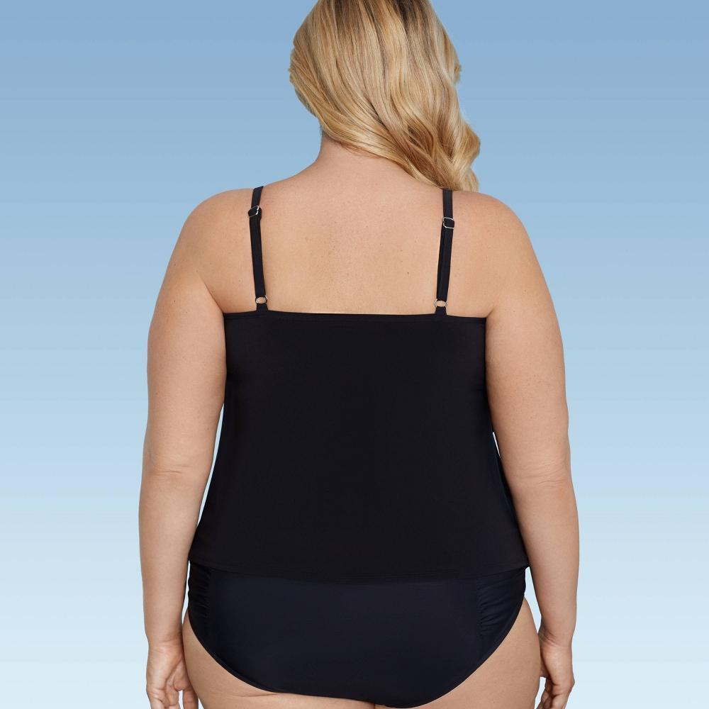 Womens UPF 50 Tiered Tankini Top - Aqua Black X Product Image