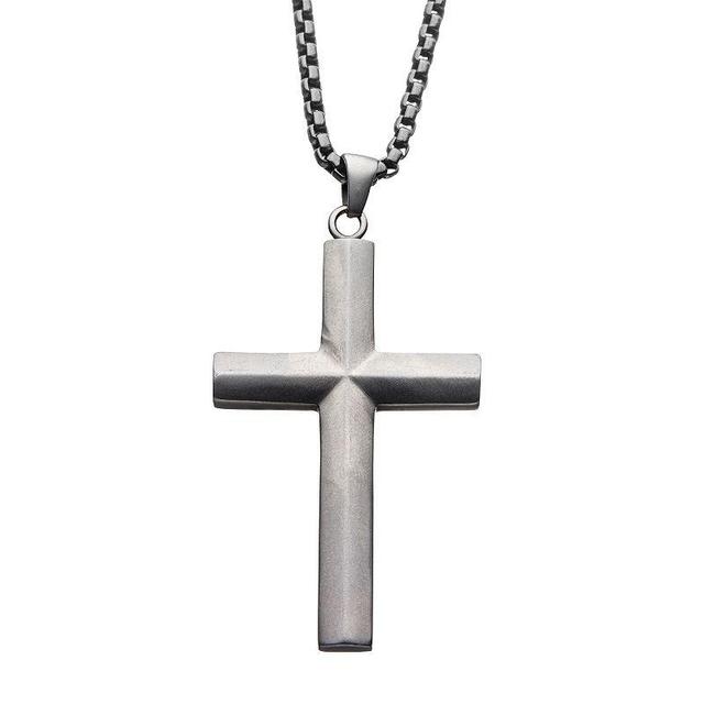 Mens Stainless Steel Cross Pendant Necklace Silver Product Image