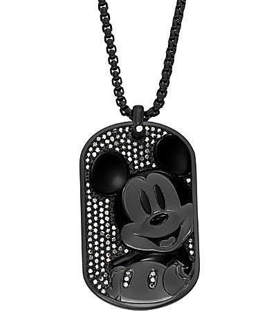 Fossil x Disney Special Edition Mens Black Stainless Steel Dog Tag Necklace Product Image