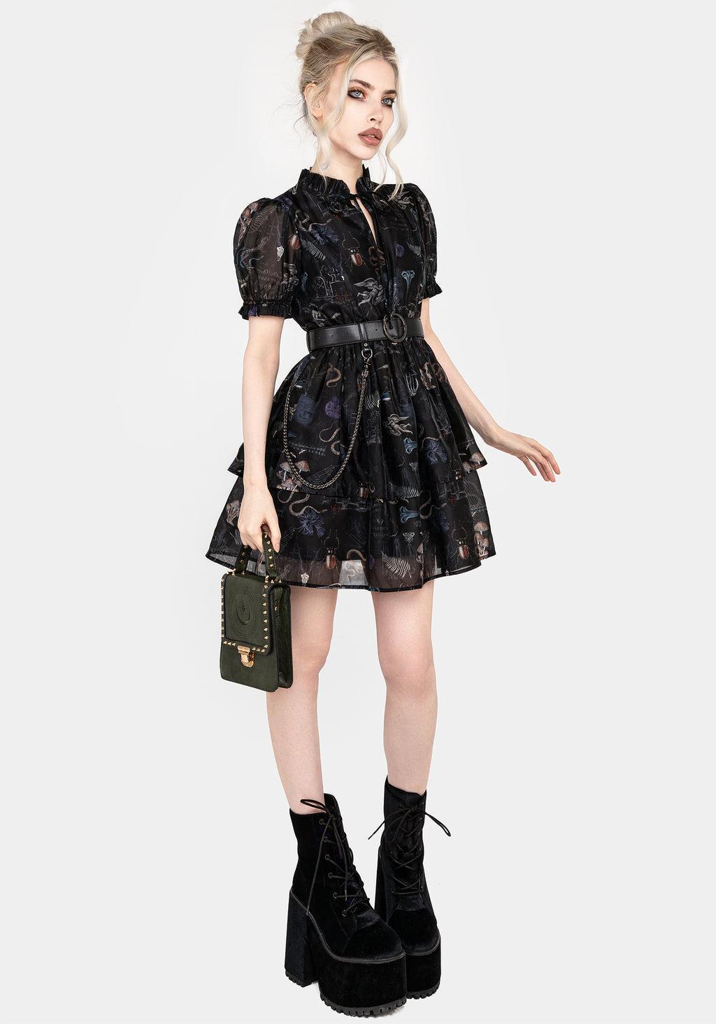 Maudeline Victoriana Print Layered Organza Mini Dress Product Image