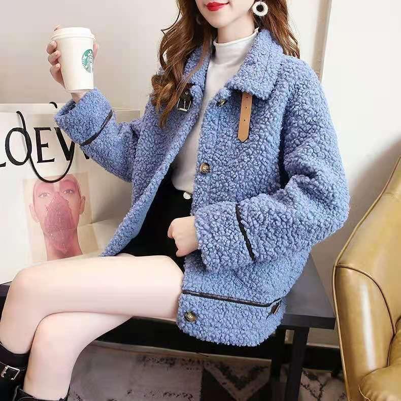 Collared Buckled Faux Shearling Button Jacket product image