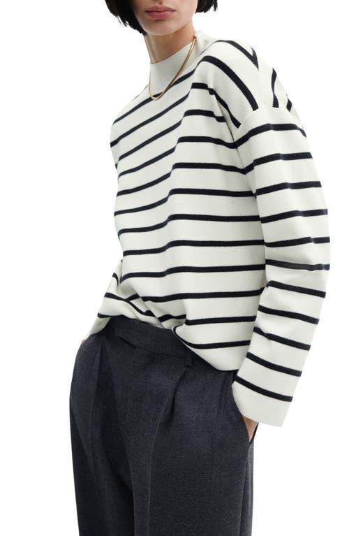 MANGO - Stripe-print sweater with Perkins neck dark navyWomen Product Image