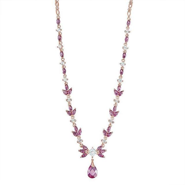 14k Rose Gold Over Silver Lab-Created Sapphire Necklace, Womens Pink Tone Product Image