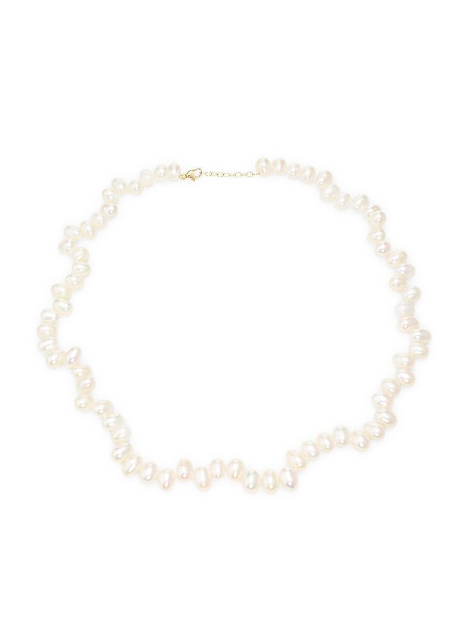 Womens Ocean 14K Yellow Gold & Freshwater Pearl Necklace Product Image