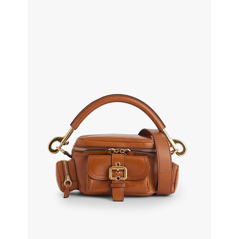 CHLOÉ Womens Small Camera Leather Shoulder Bag Clay Brown Product Image