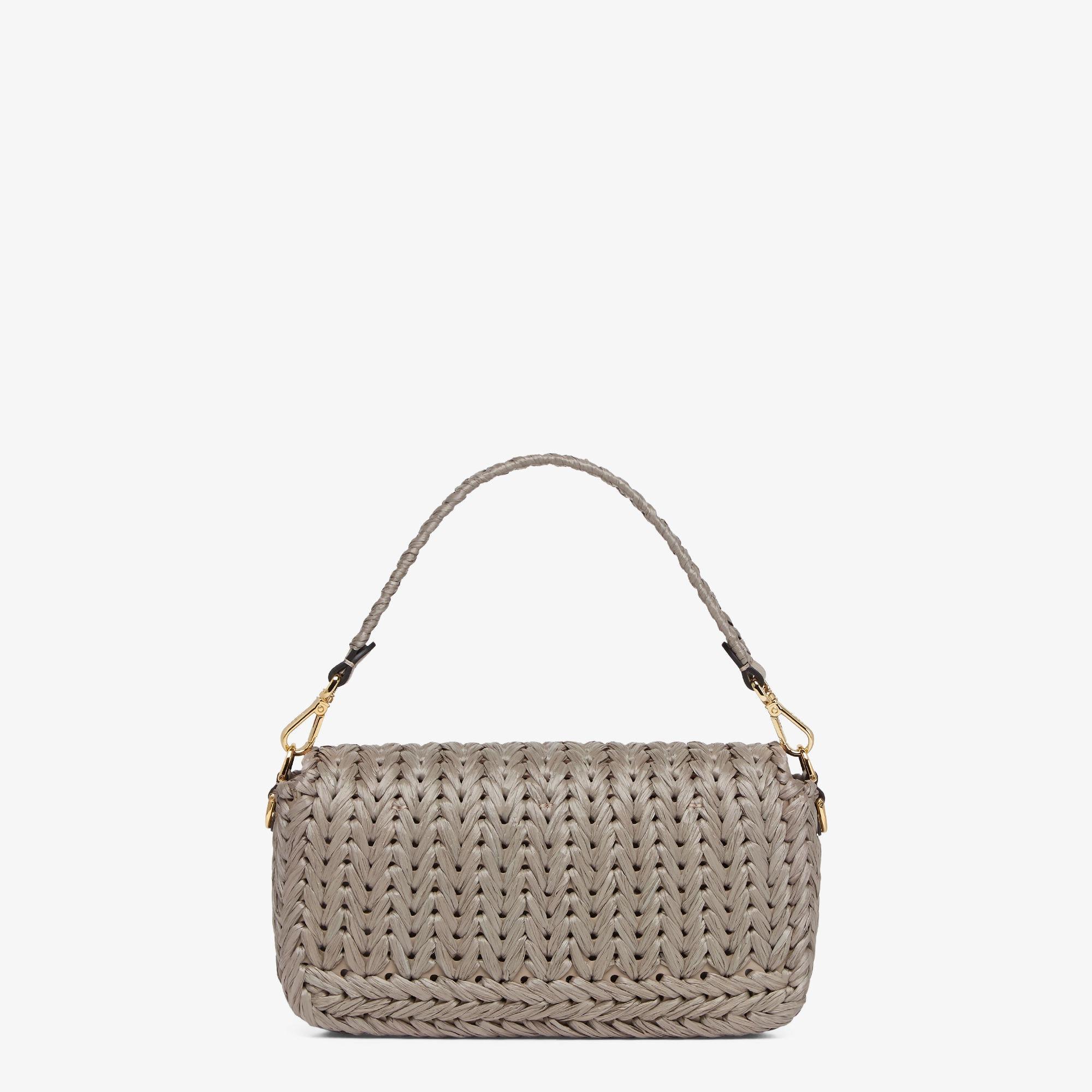 BaguetteDove gray interlaced leather and raffia bag Product Image