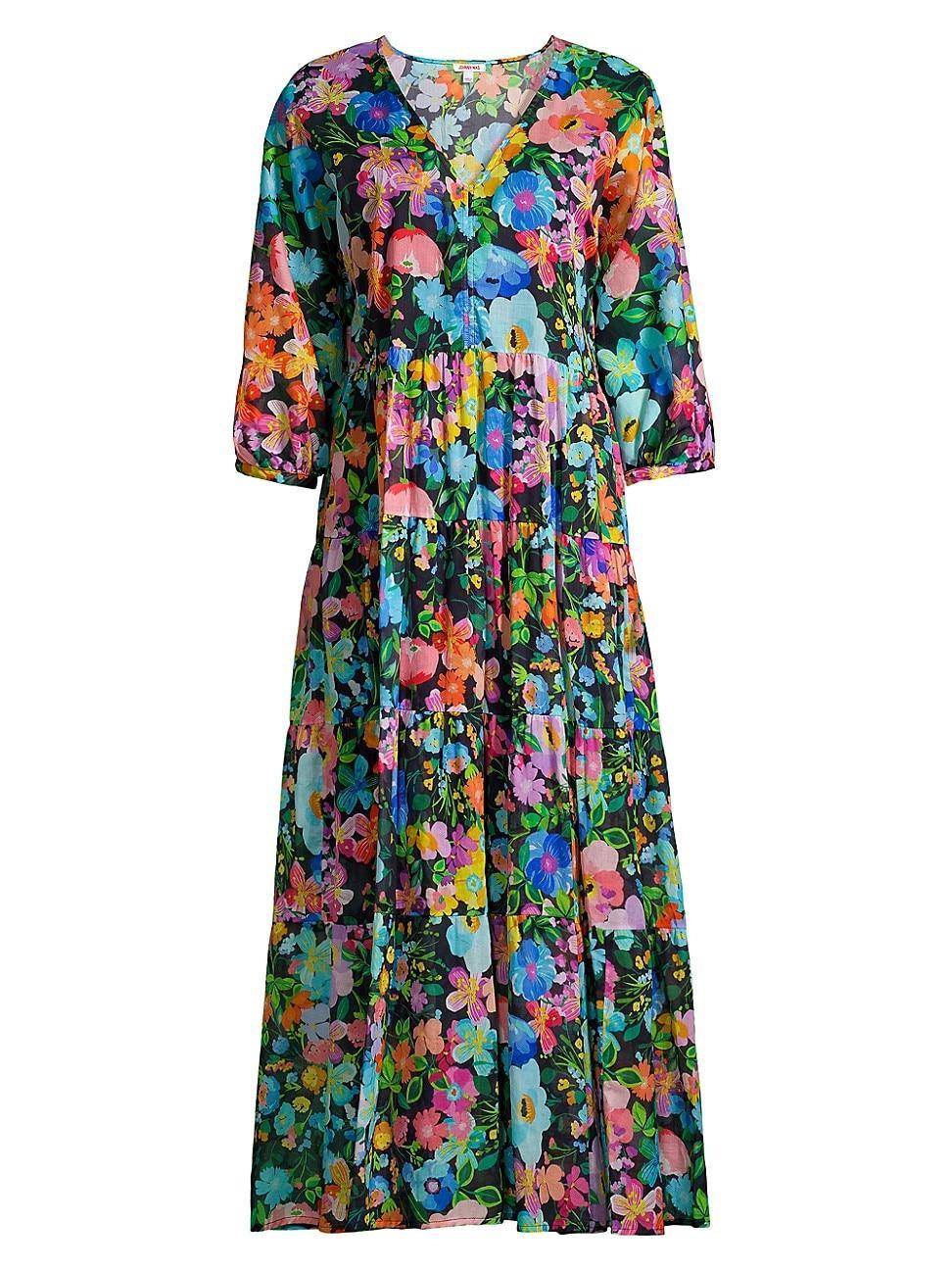 Womens Wild Blooms Floral Tiered Maxi Dress Product Image