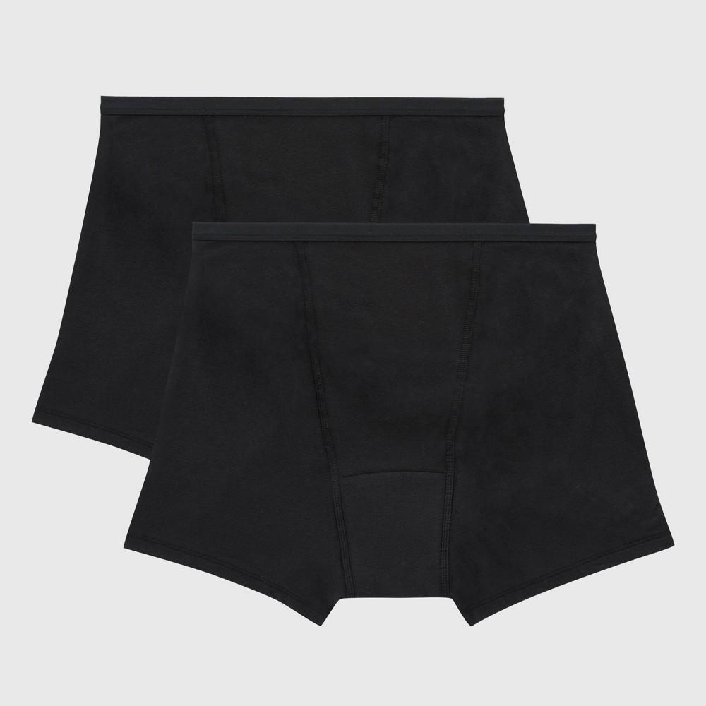 Hanes Womens 2pk Super Period Boy Shorts - Black Product Image