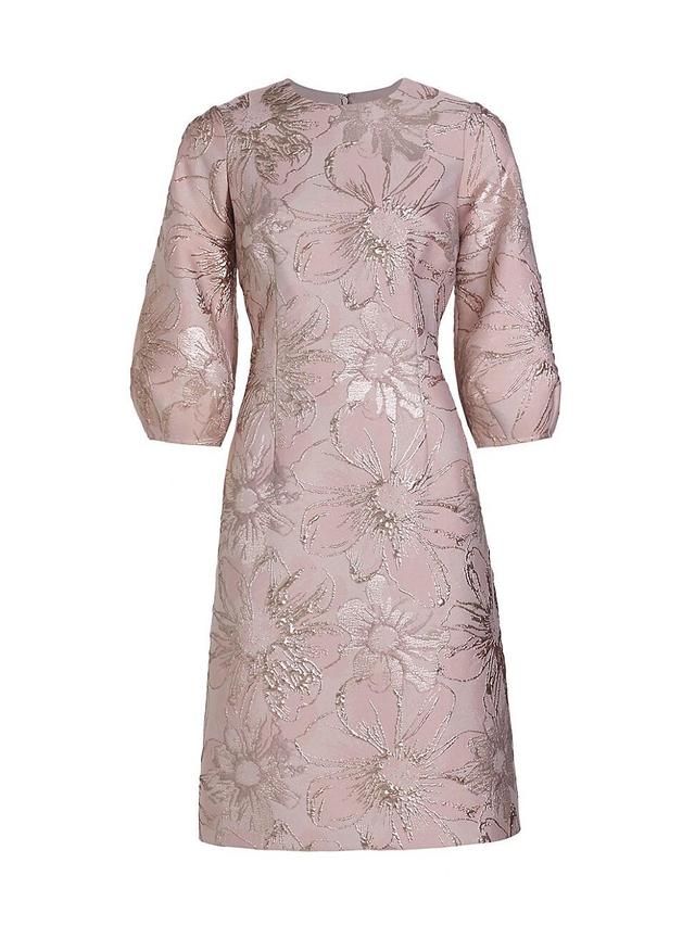 Womens Floral Jacquard A-Line Dress Product Image