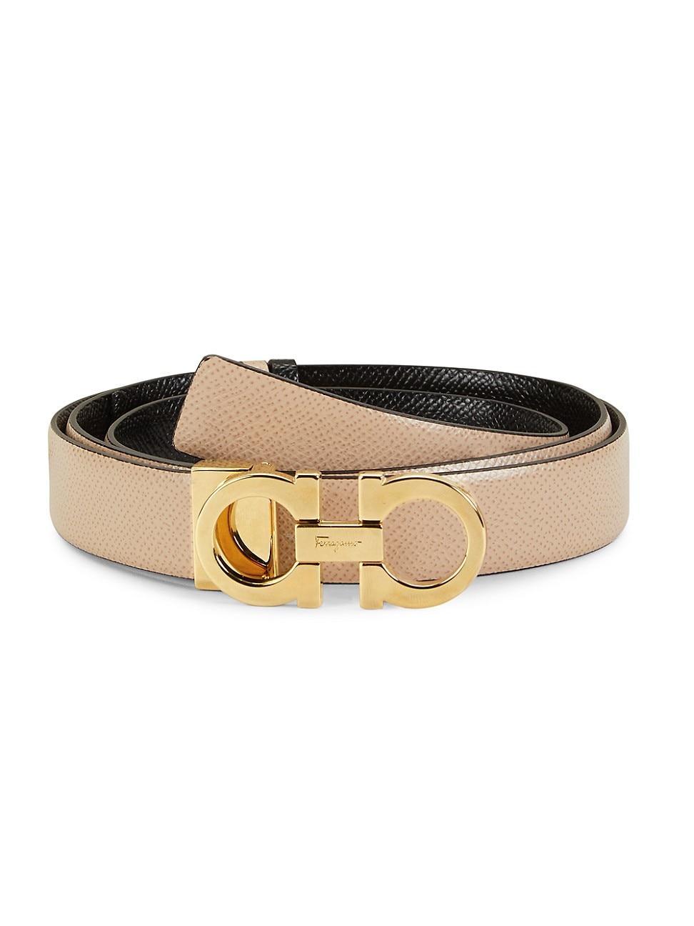 FERRAGAMO Double Gancio Reversible Leather Belt Product Image