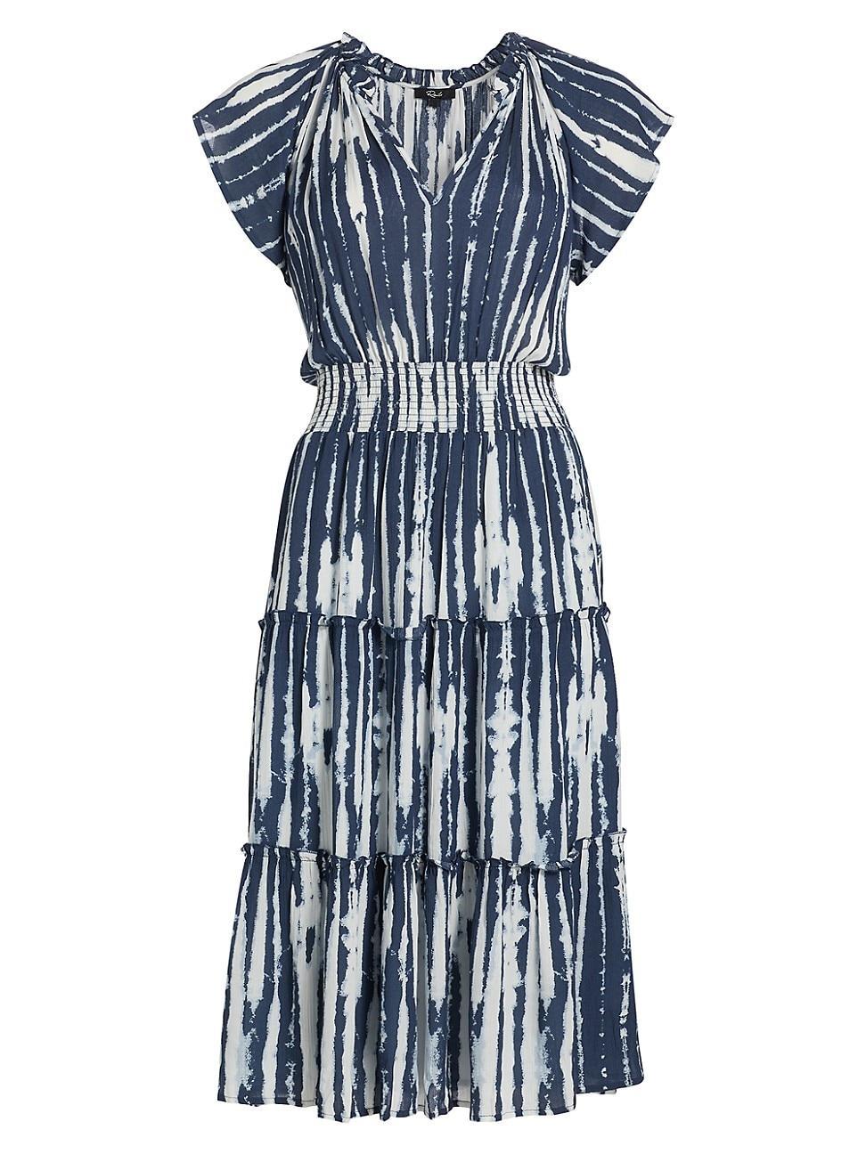 Womens Amellia Tie-Dye Tiered Midi-Dress Product Image