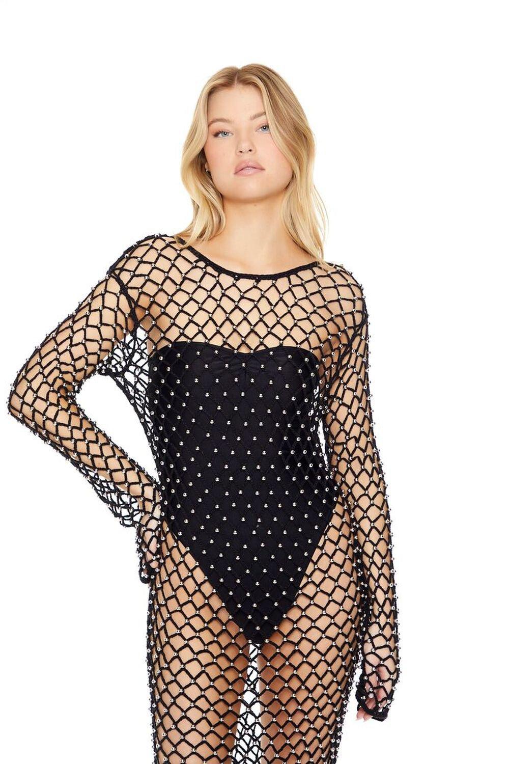 Rhinestone Crochet Swim Cover-Up Dress | Forever 21 Product Image