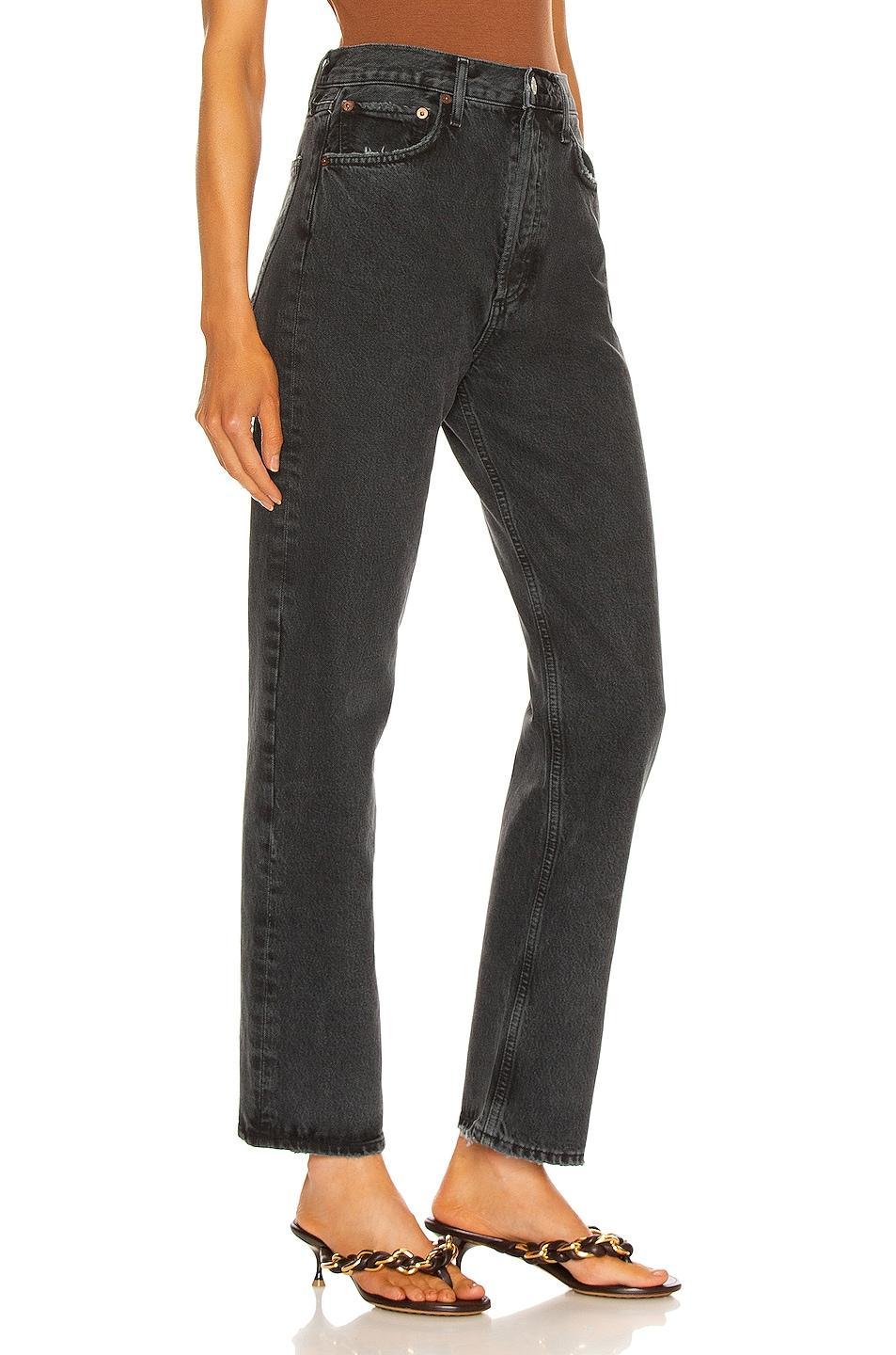 AGOLDE 90's Pinch Waist in Black Tea - Charcoal. Size 34 (also in 23, 32, 33). Product Image