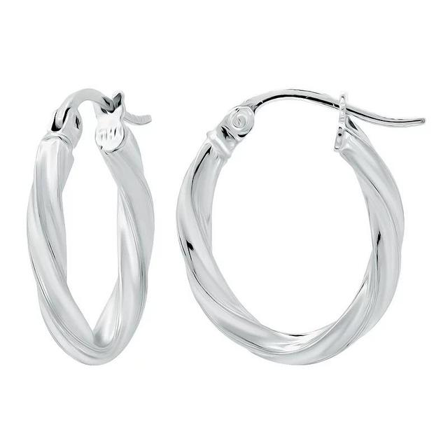 Aleure Precioso Sterling Silver Oval Twist Hoop Earrings, Womens Product Image