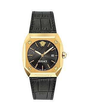 Men's Antares IP Yellow Gold Leather-Strap Watch, 44x41.5mm Product Image