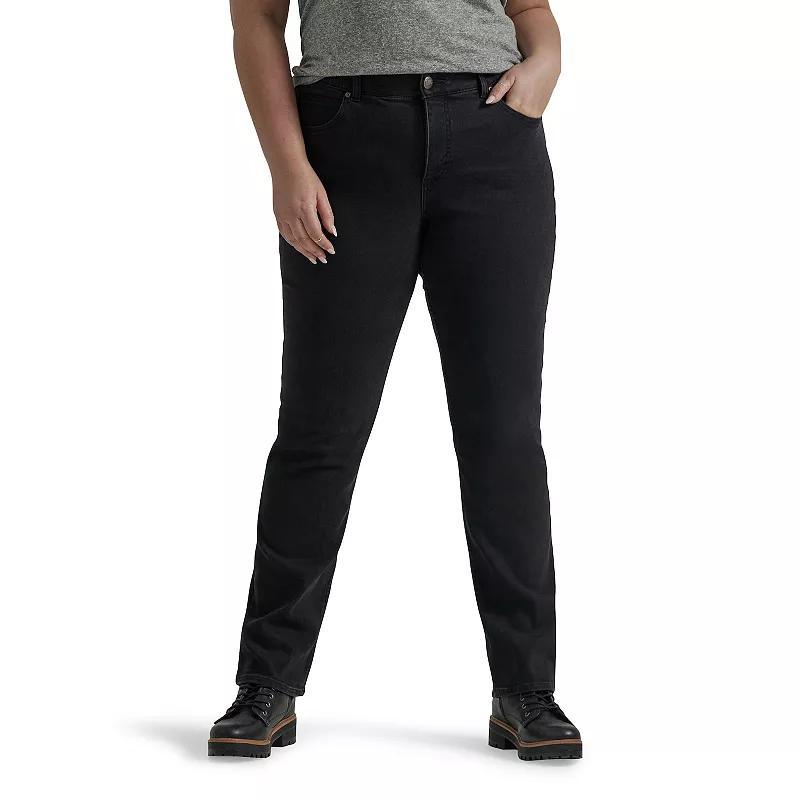 Plus Size Lee Flex Motion Straight-Leg Jeans, Womens Black Bloom Product Image