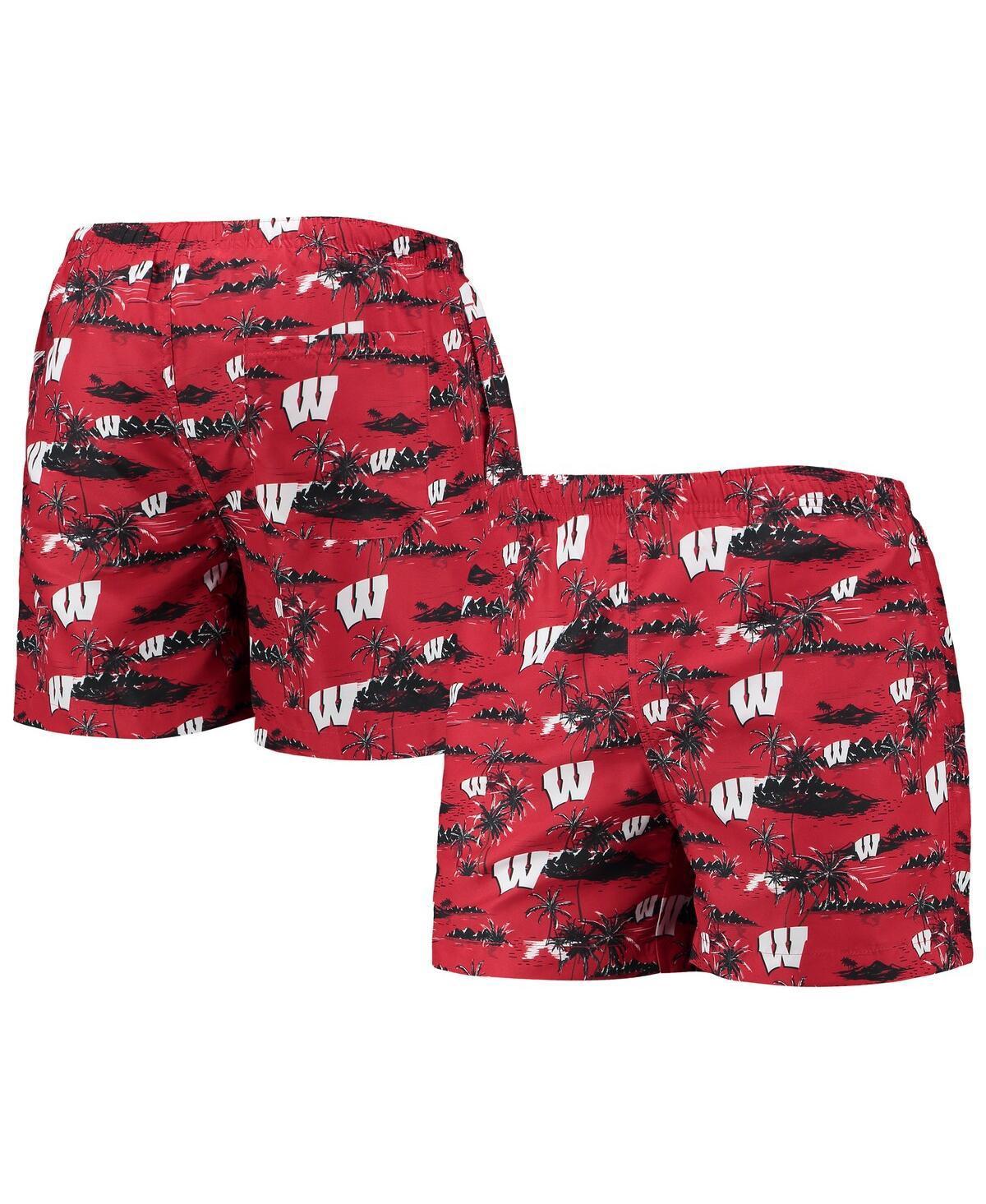 Mens FOCO Wisconsin Badgers Island Palm Swim Trunks Product Image