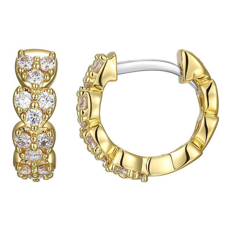 Sarafina Cubic Zirconia Multi Heart Huggie Hoop Earrings, Womens, Gold Tone Product Image