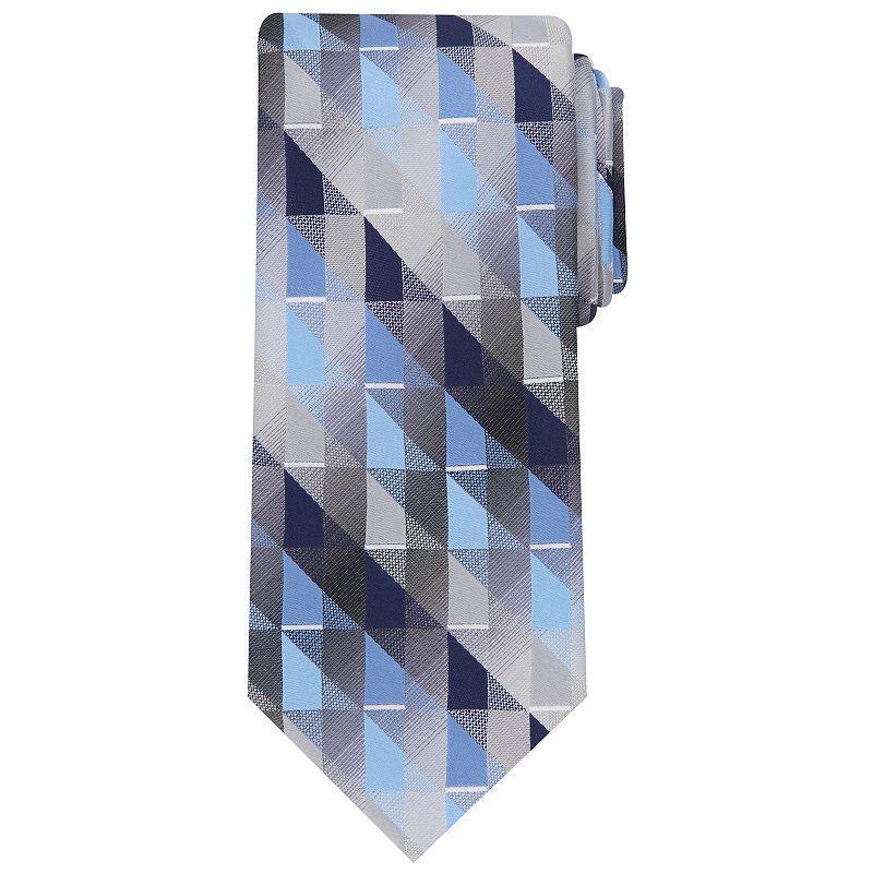 Mens Bespoke Geometric Tie, Blue Provinte Product Image