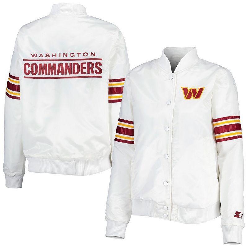 Womens Starter White Washington Commanders Line Up Satin Full-Snap Varsity Jacket Product Image