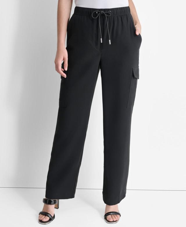 Dkny Womens Drawstring-Waist High-Rise Cargo Pants Product Image