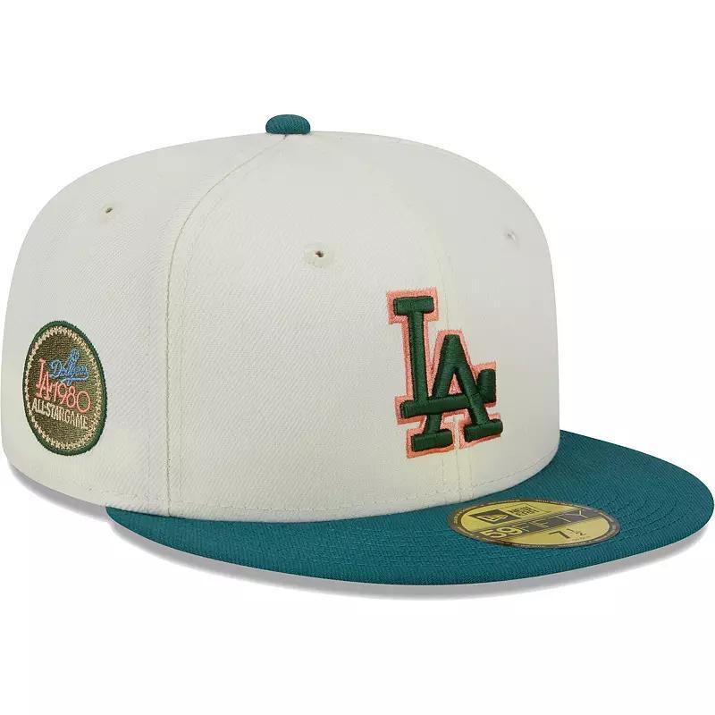 Mens New Era Cream Los Angeles Dodgers Chrome Evergreen 59FIFTY Fitted Hat Product Image