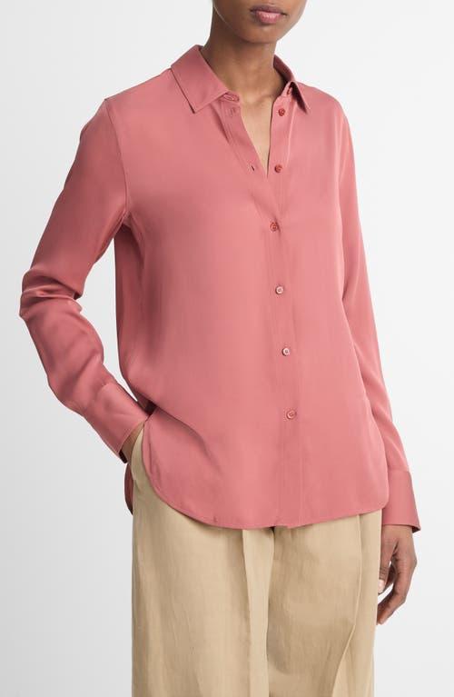 VINCE Stretch Silk Blouse In Berry Rust Product Image