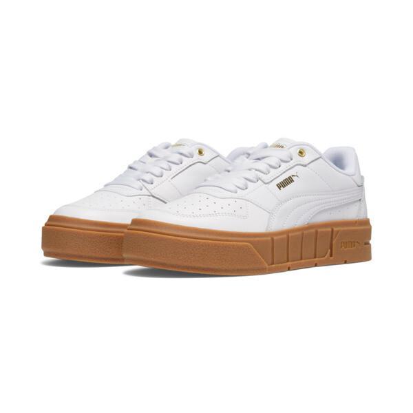 PUMA Cali Court Leather Women's Sneakers in White/Gold Product Image